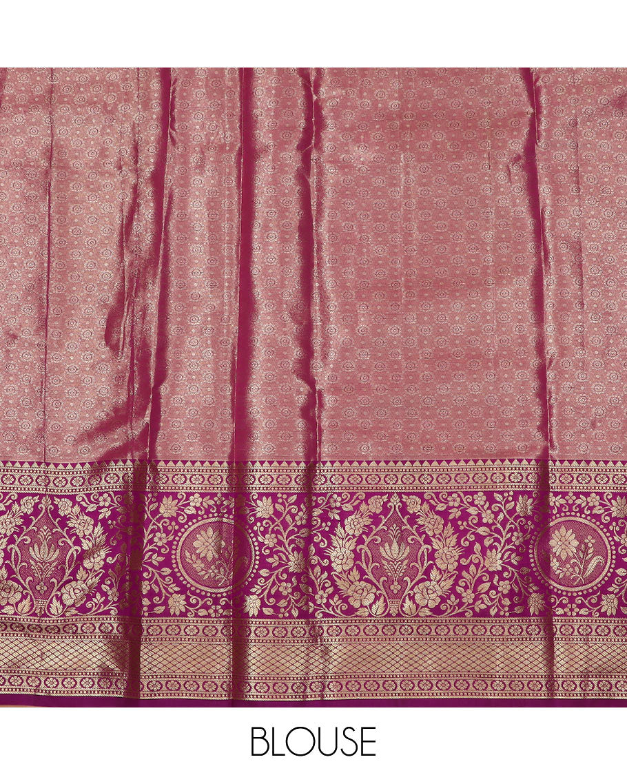 Green Art Silk Half-Saree Richly Detailed with Jacquard Designs on Its Skirt, Complemented by a Contrast Meenakari Border, Paired with a Contrast Jacquard Blouse, and Featuring a Dhavani Adorned with Paisley Motifs