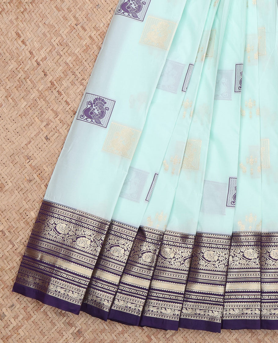 Blue Contrast Budget Silk Saree