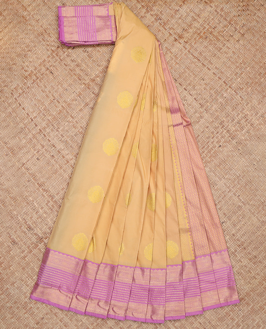 Sandal Zari Design Border Budget Silk Saree