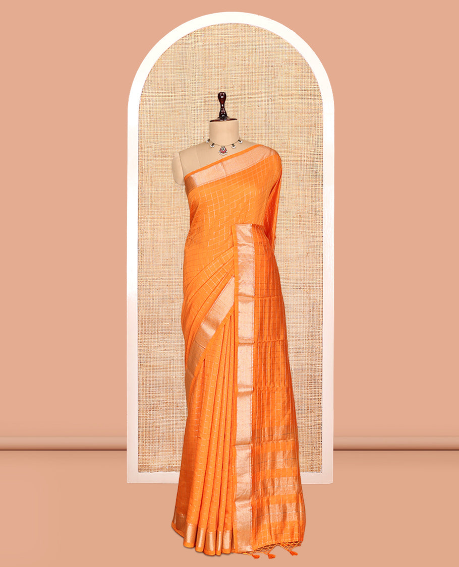 Orange Assam Silk Saree
