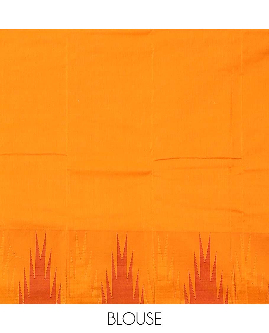 Black plain Bangalore silk saree, contrast temple border, and striped pallu