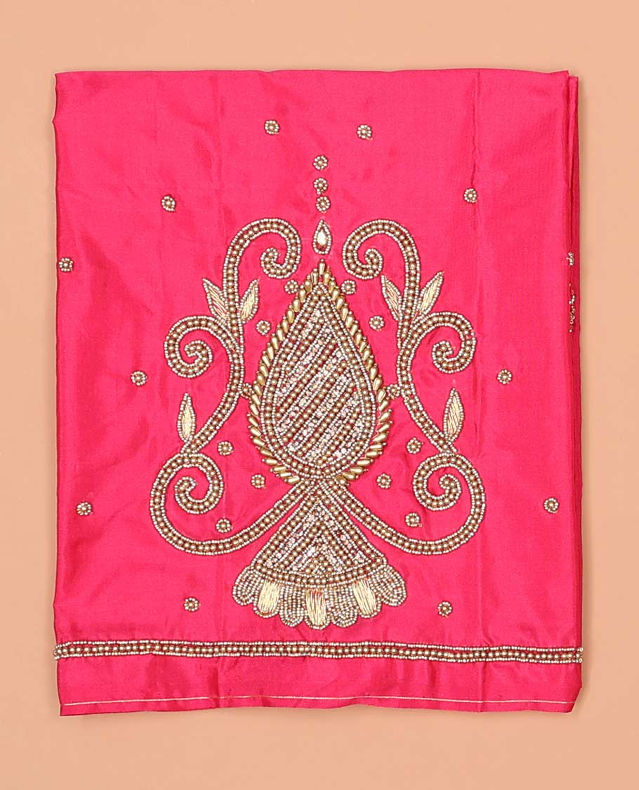 Pink peacock aari embroidered material blouse
