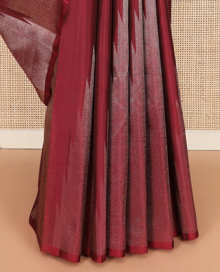 Borderless red thazampoo rekku Kanchipuram silk saree, and pallu of seppu rekku designs