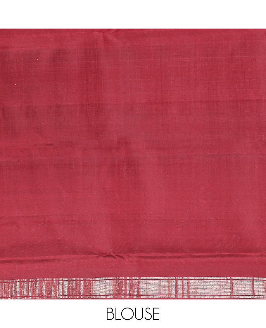 Borderless red thazampoo rekku Kanchipuram silk saree, and pallu of seppu rekku designs