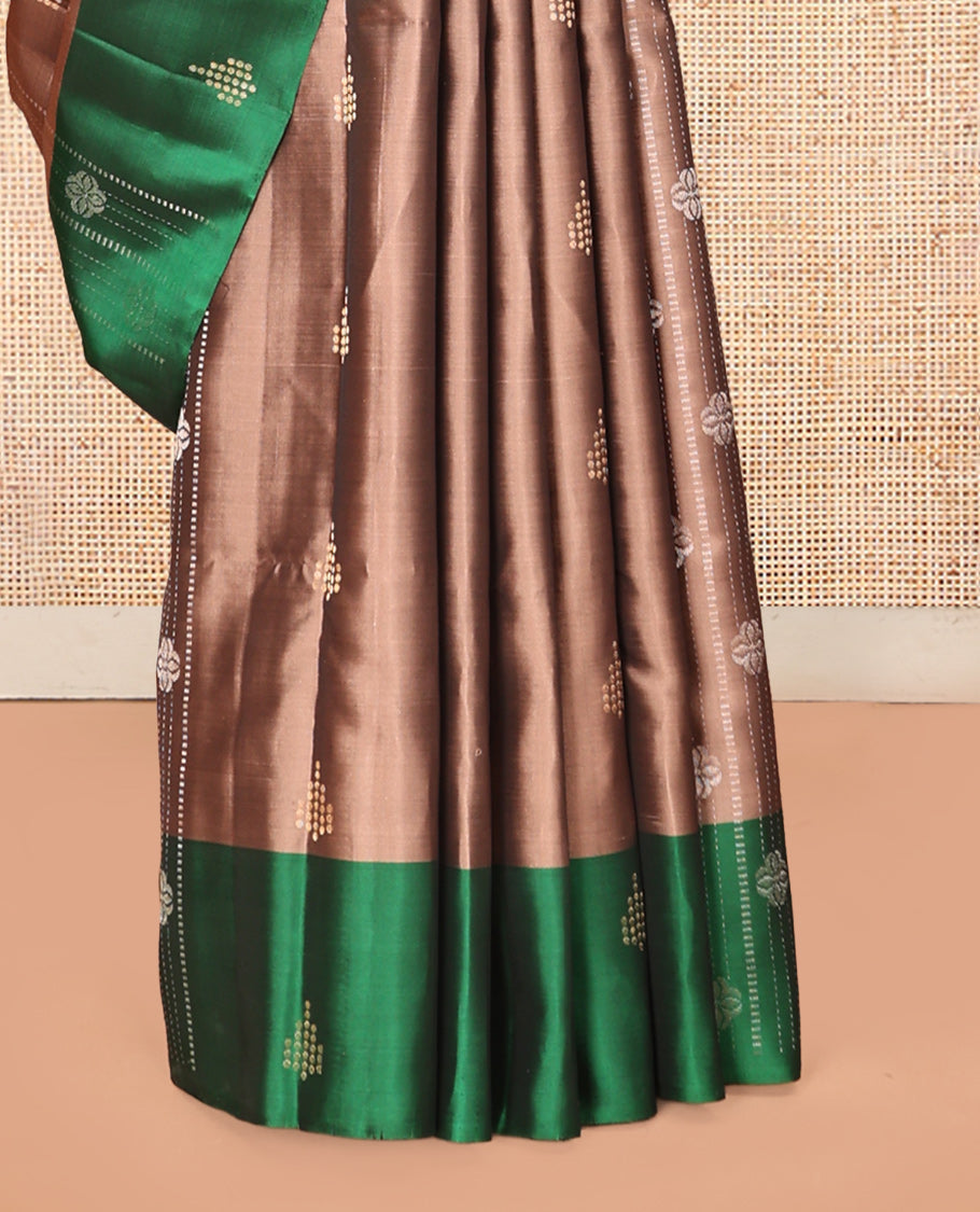Pale Brown Butta Mayuri Lite Silk Mix Saree