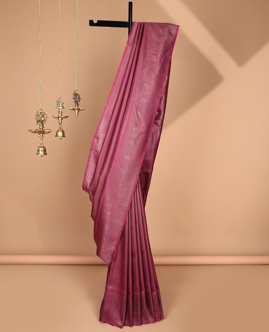 Wine zig zag antique zari design softy silk saree with antique design border & rich pallu