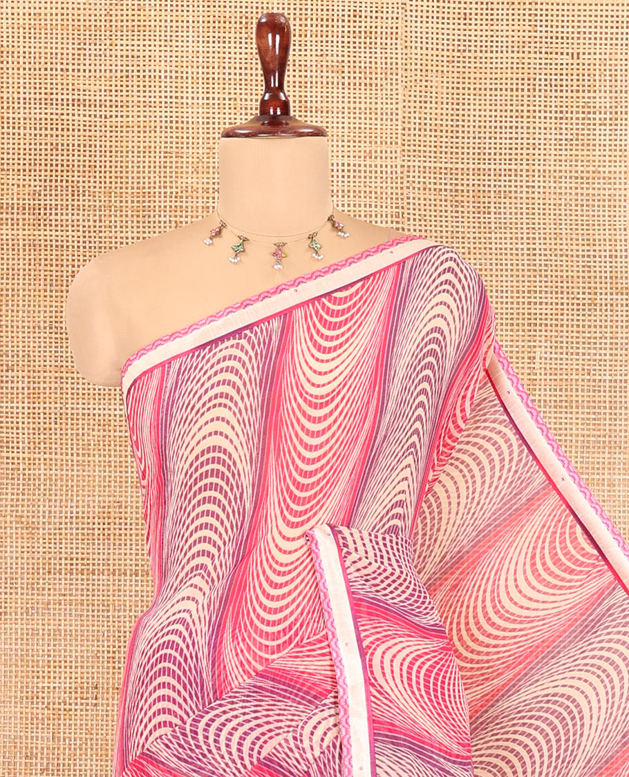Pink Chiffon Saree