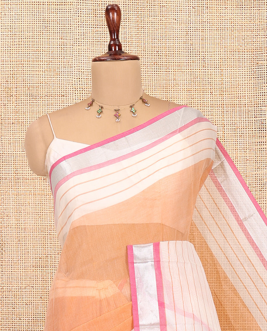 Mustard Plain Handloom Mercerised Cotton Saree