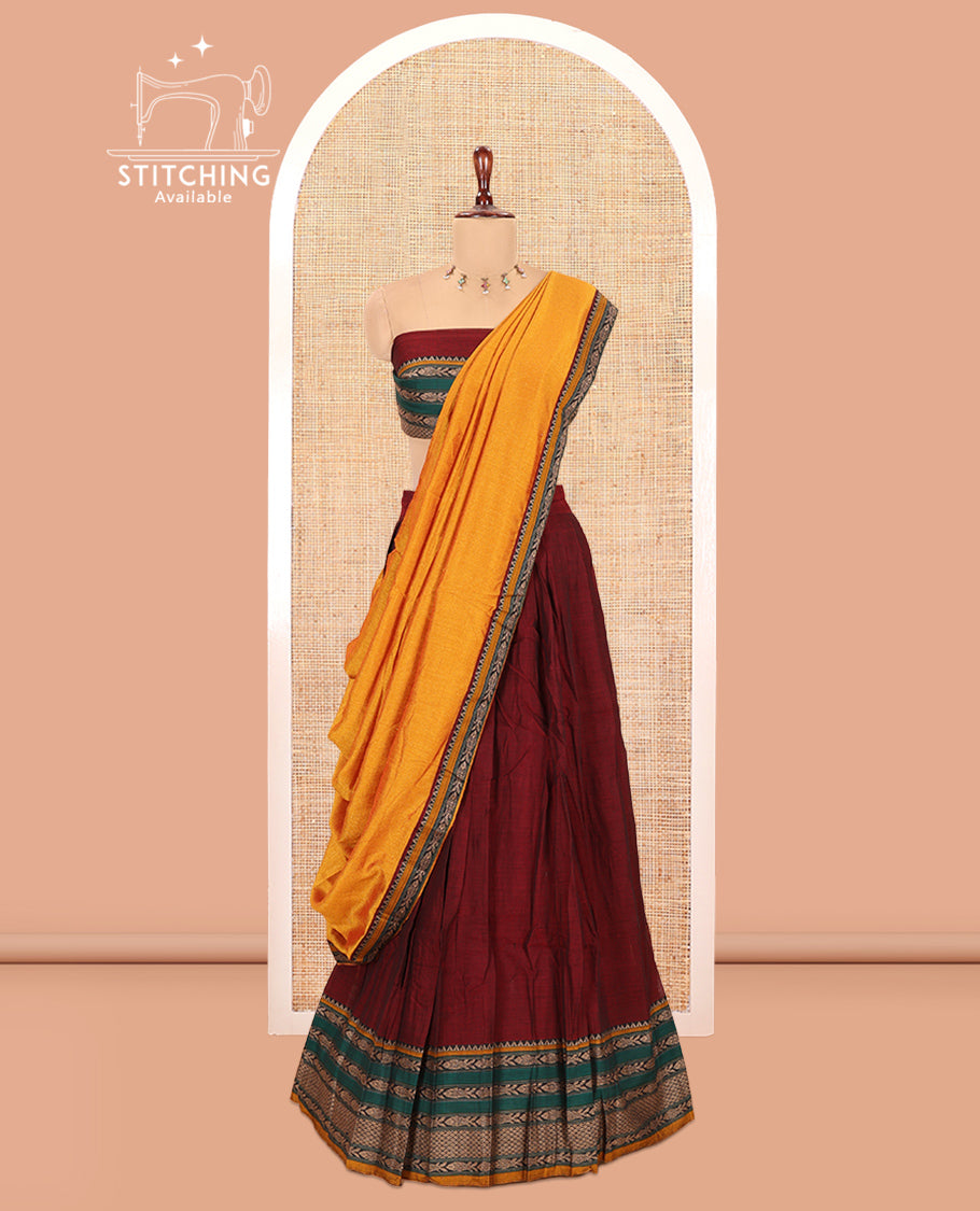 Maroon Mercerised Cotton Half-Saree