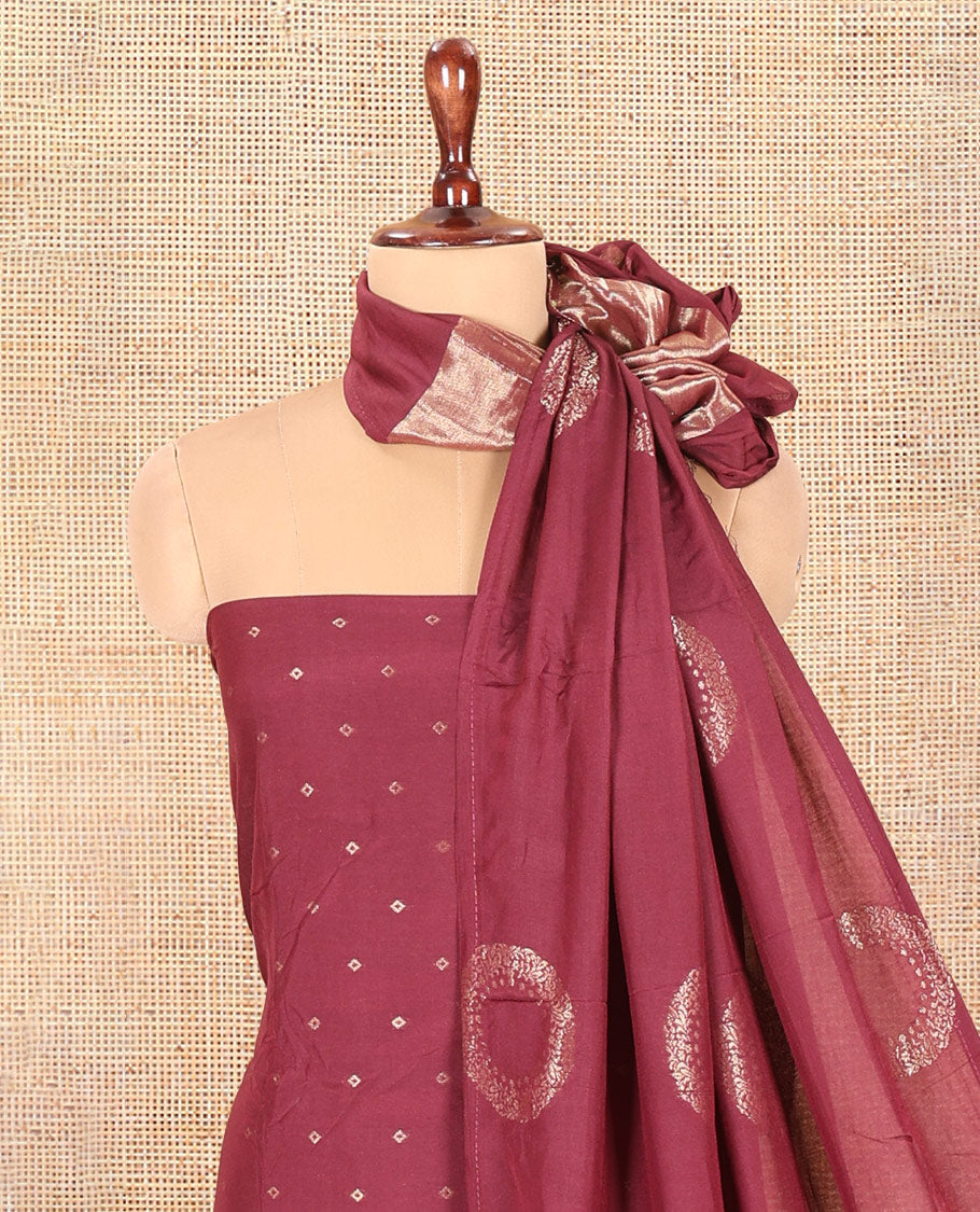 Light Maroon Mul Chanderi Tissue Material Chudidar Set