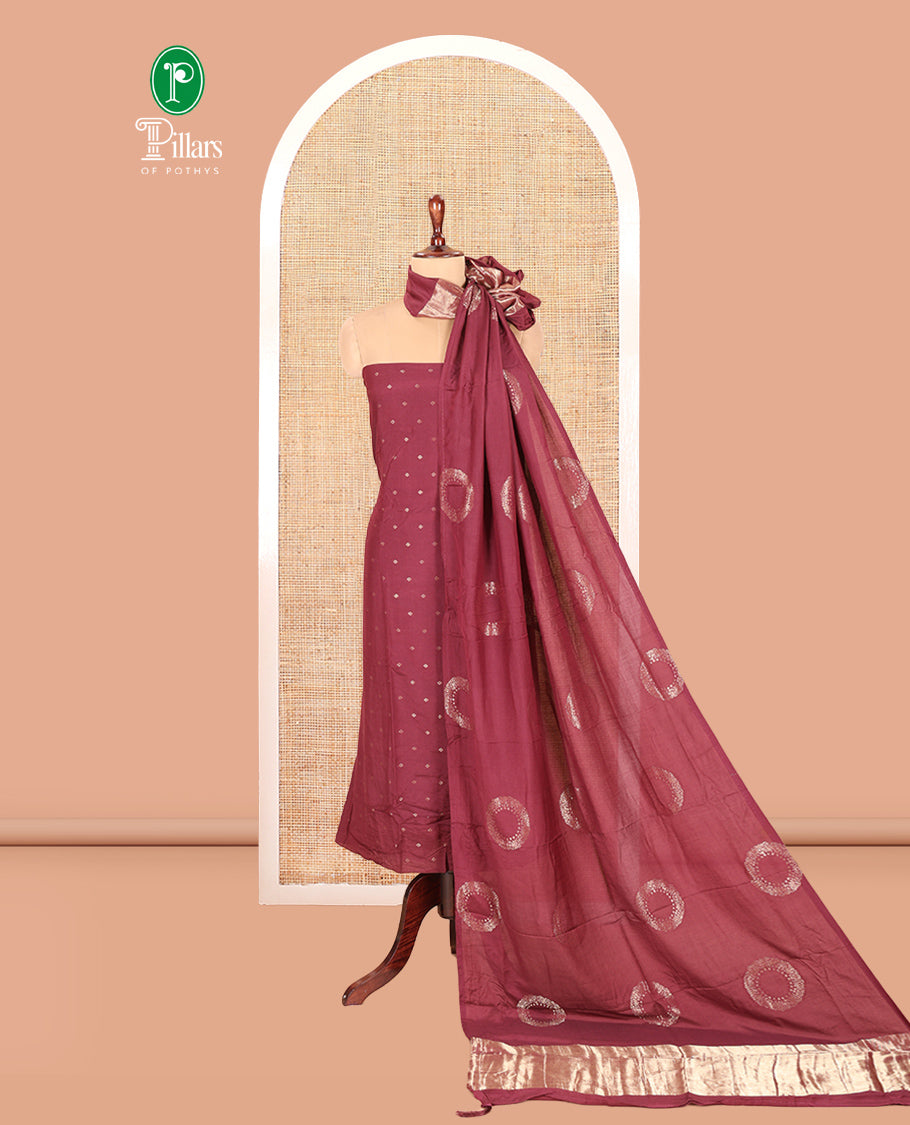 Light Maroon Mul Chanderi Tissue Material Chudidar Set