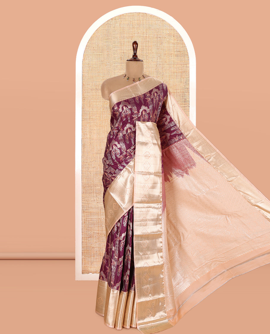 Purple-Peach Budget Silk Saree
