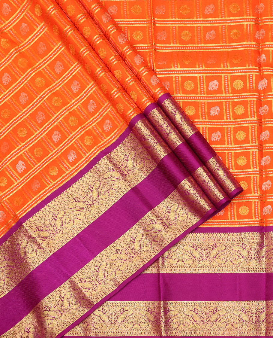Orange Pure Silk Half-Saree
