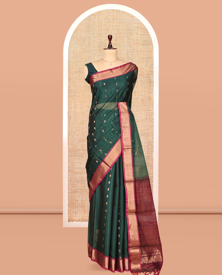 Green Butta Silk Cotton Saree