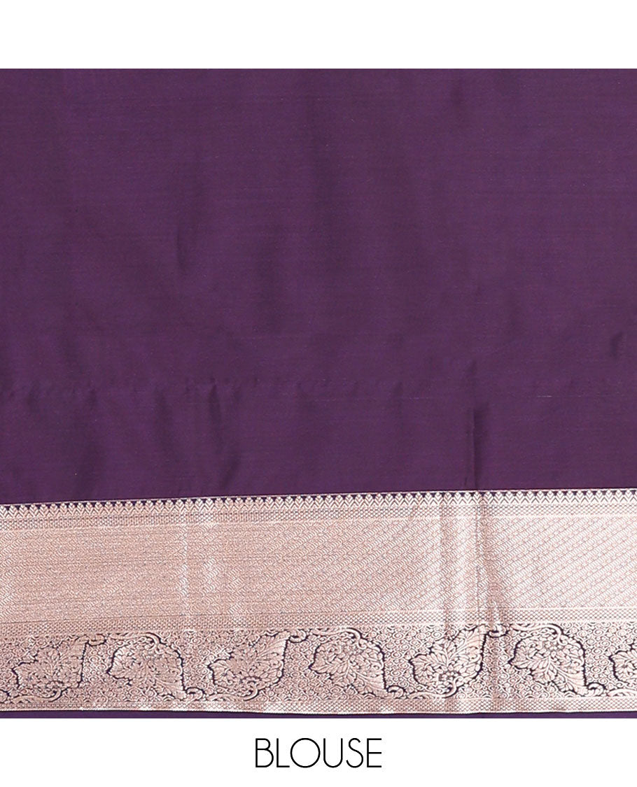 Maroon dotted stripes, and buttas soft silk saree, contrast traditional zari border, and intricate pallu