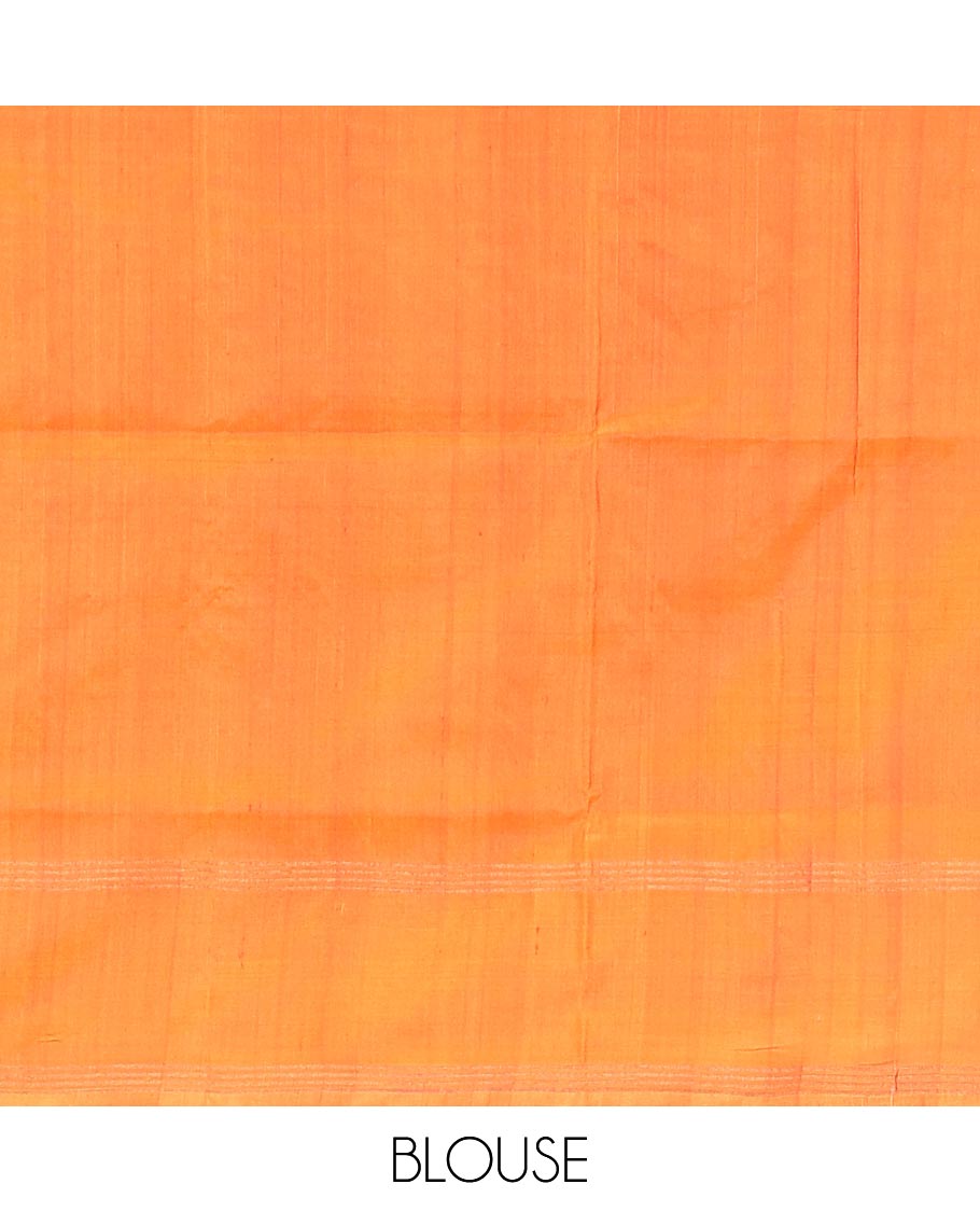 Red Uppada Silk Saree Decorated with Zari Buttas, Captivating Contrast Border Featuring Peacock and Elephant Motifs in Zari, Pallu Adorned with Paisley Butta, Enclosed Jaal Design, and Paired with a Contrast Blouse