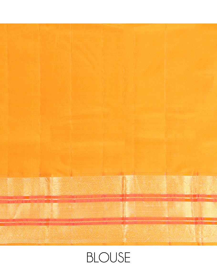 Purple Vasundhara Lite-Silk Mix Saree Decked Up with Zari Buttas on Its Body, Complemented by a Contrast Border of Neli, Muthu, and Kodi Visiry Designs, Pallu Spotlighted with Jaal Designs, and Paired with a Contrast Blouse