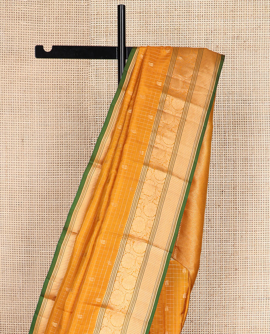 Mustrad zari butta enclosed checked silk saree, zari border of rekku,banaras & kodi visiry & jaal pallu