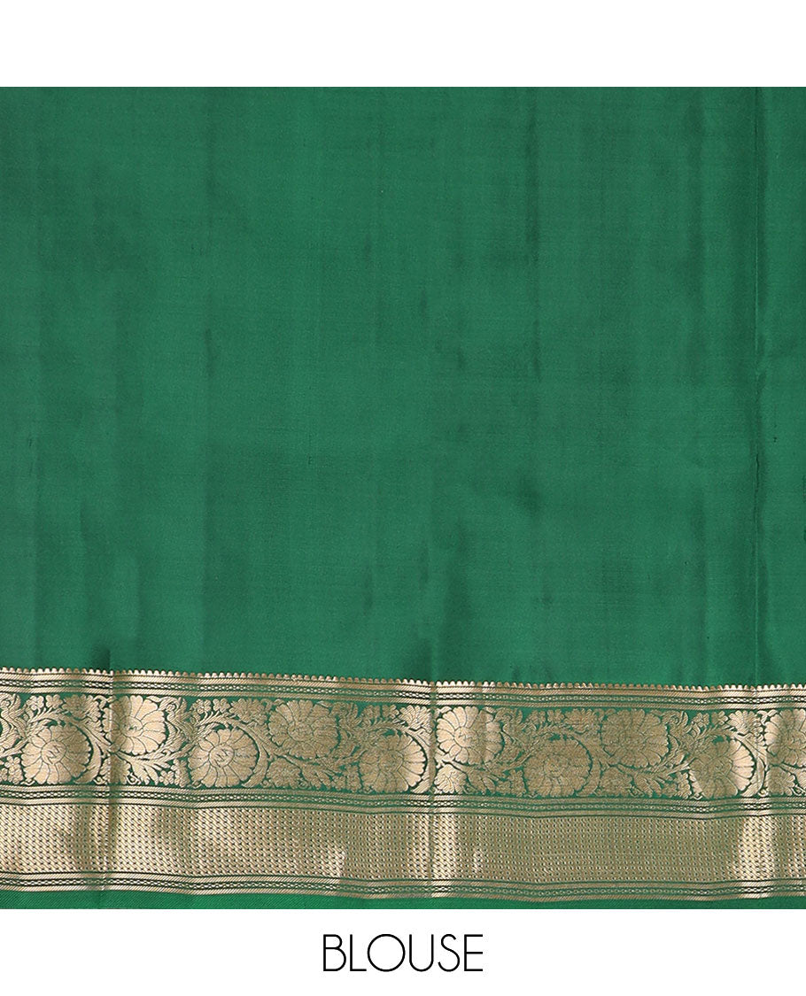 Mustrad zari butta enclosed checked silk saree, zari border of rekku,banaras & kodi visiry & jaal pallu