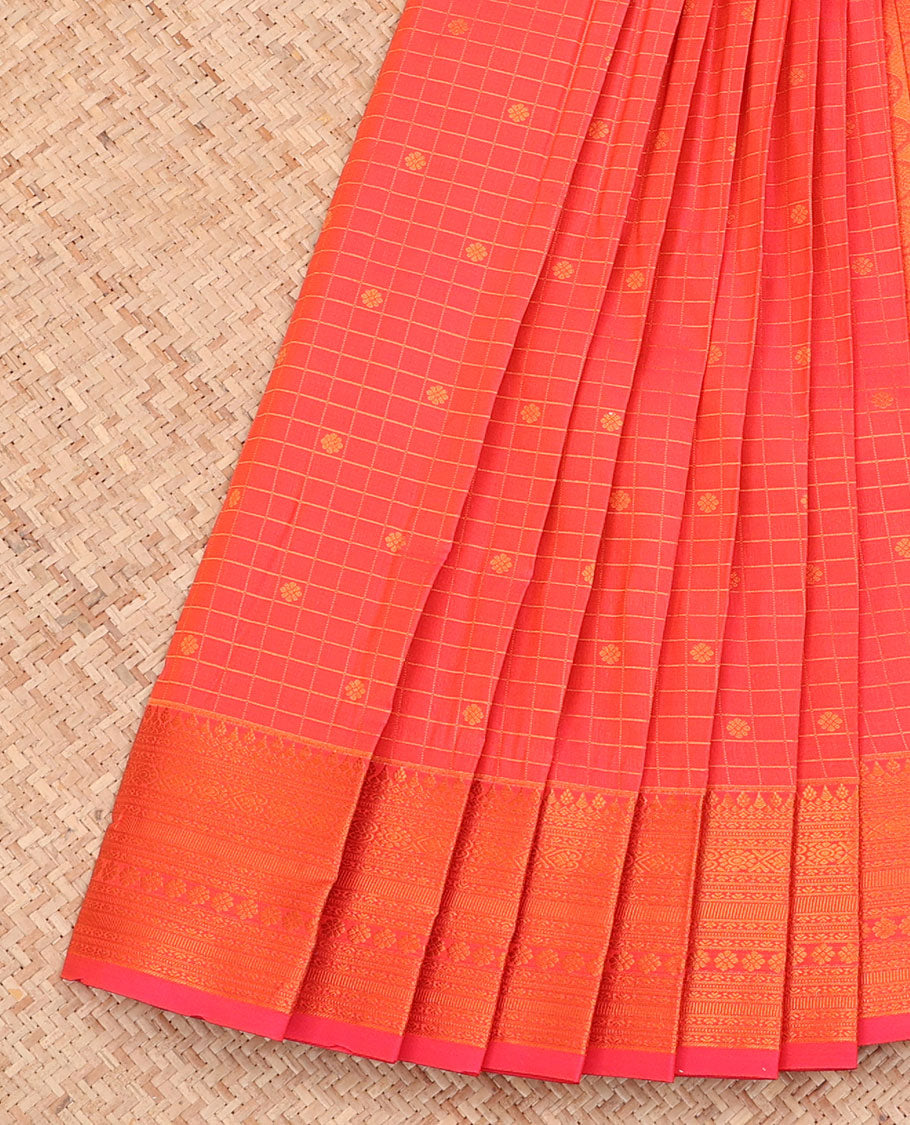Pink Budget Silk Saree, Embellished with Zari Buttas and Checks All Over Its Body, Highlighted by a Traditional Zari Design Border, Grand Pallu, and Paired with a Matching Blouse