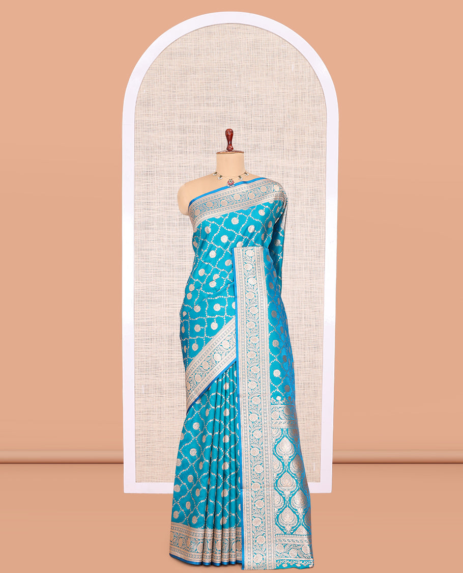 Blue Banaras Nylon Saree