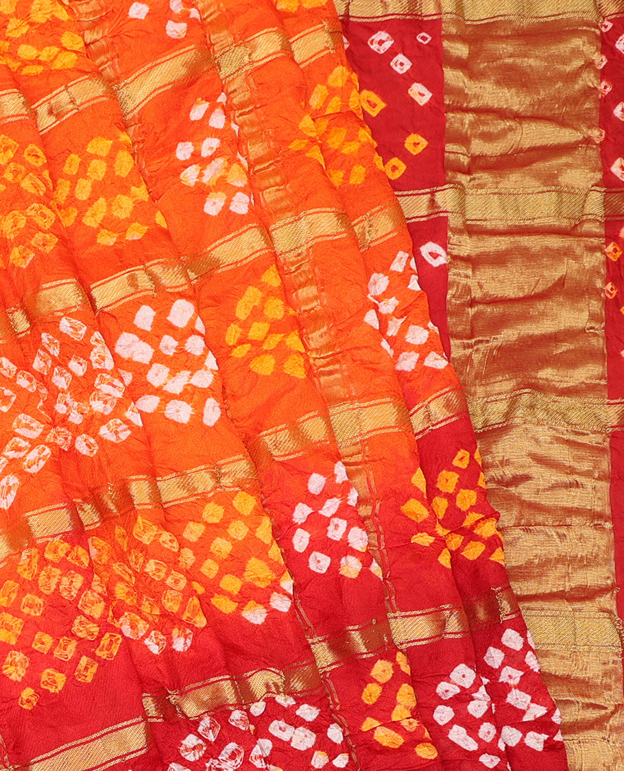 Orange Bandhani Dola Silk Saree
