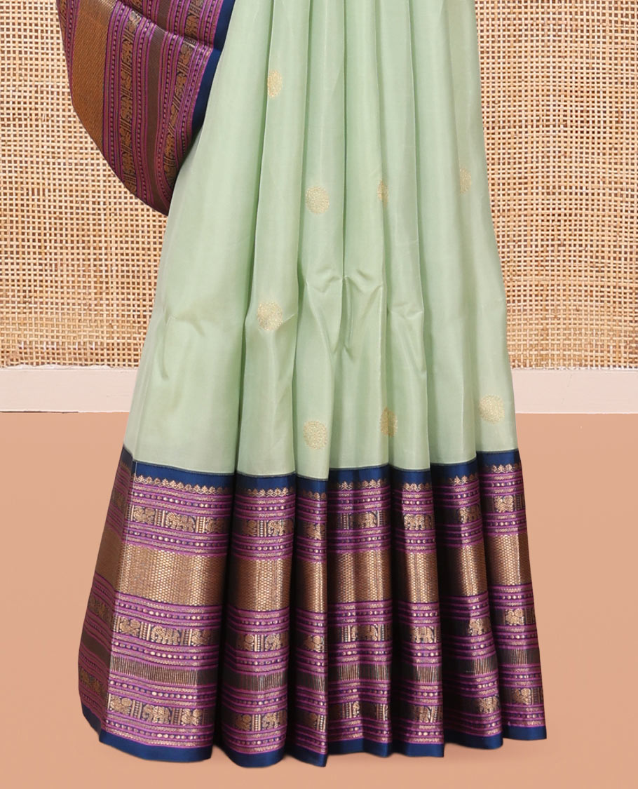 Pista Green-Blue-Pink Vasundhara Lite Silk Mix Saree