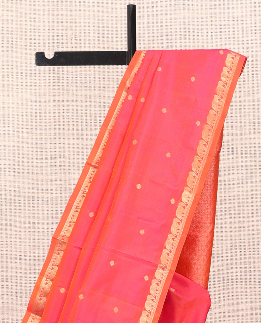 Orange-Pink Zari Butta Vasundhara Silk Saree