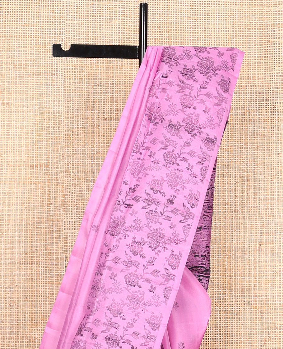 Light pink buttas mayuri soft silk saree with self floral design border & floral jaal design pallu