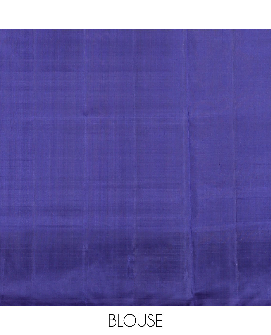 Blue soft silk saree with zari buttas, contrast zari design border & zari weave pallu