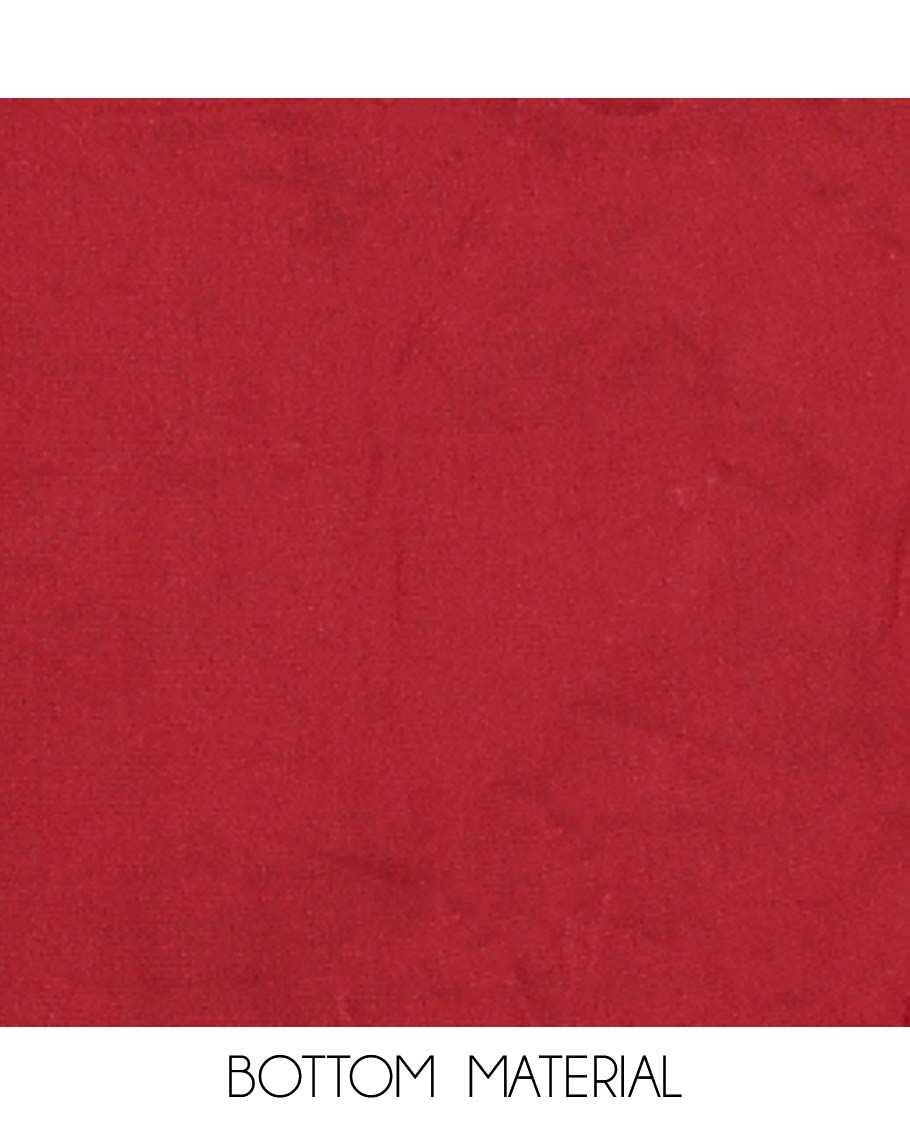 Terracotta red material chudidar set, floral printed top, plain bottom, and dupatta floral print