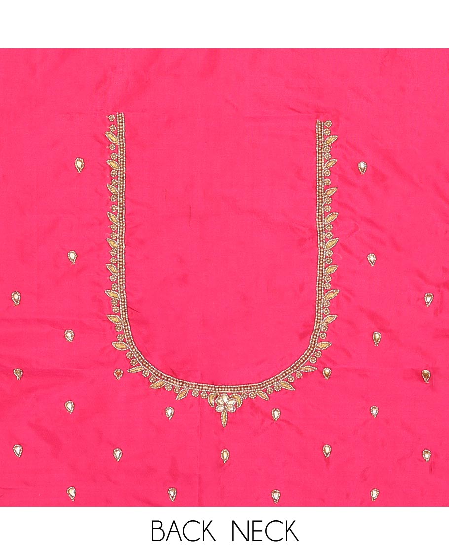 Pink peacock aari embroidered material blouse