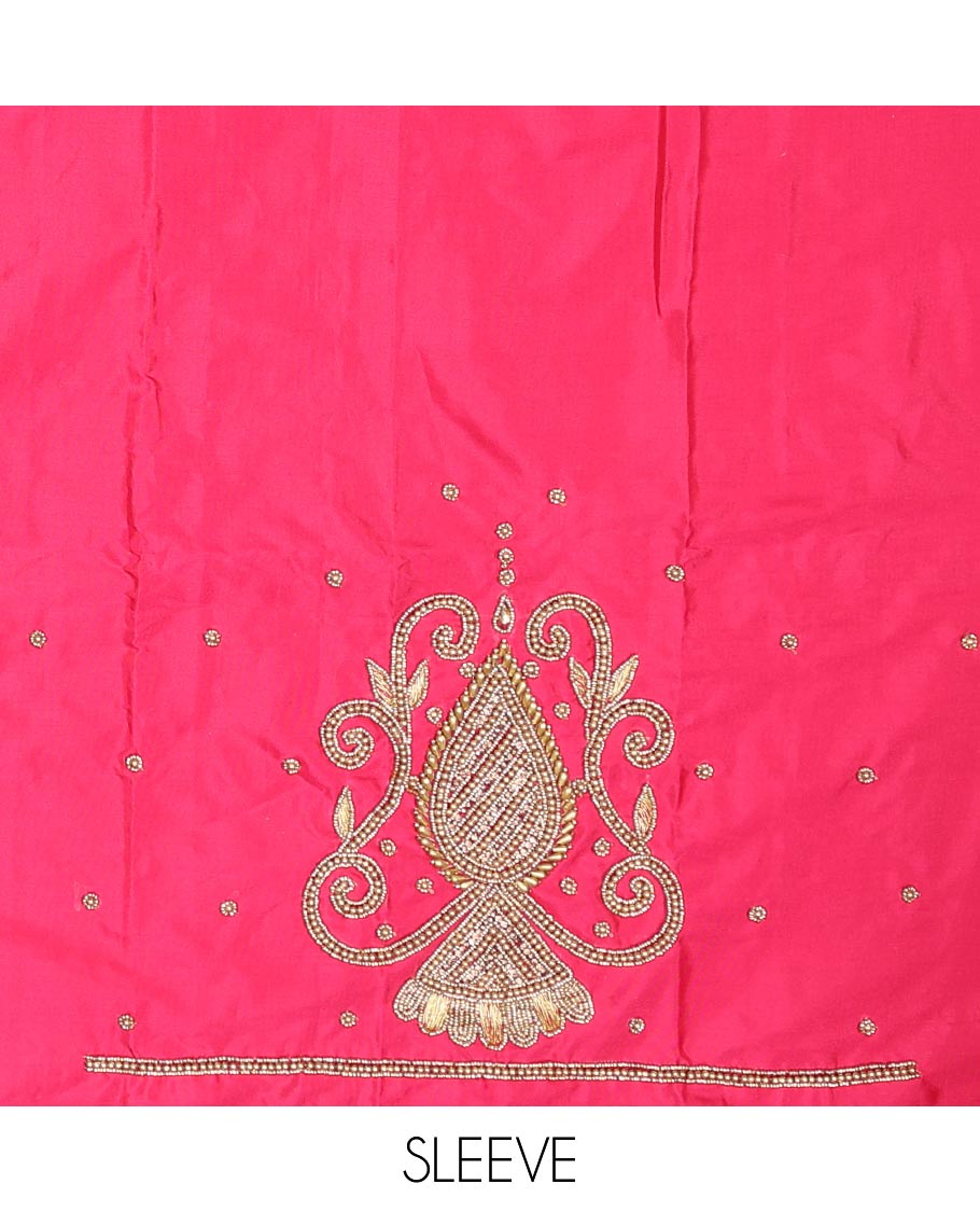 Pink peacock aari embroidered material blouse