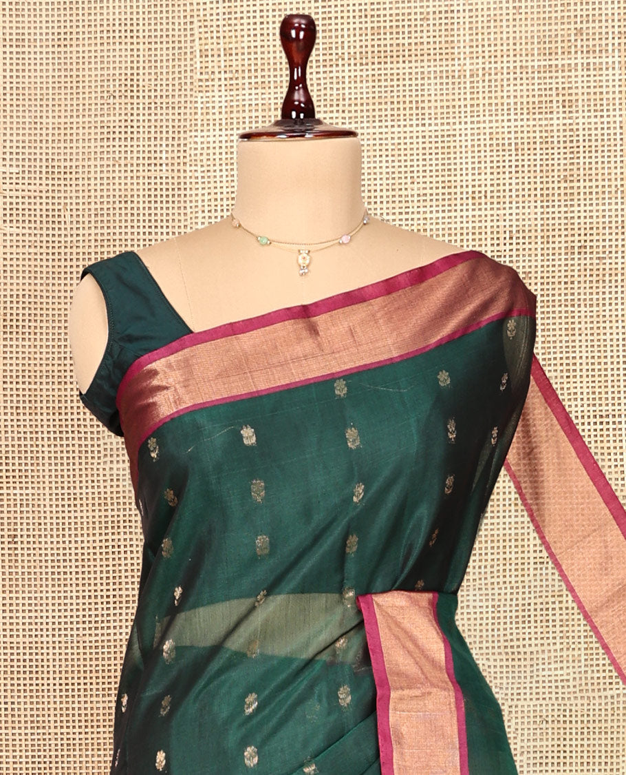 Green Butta Silk Cotton Saree