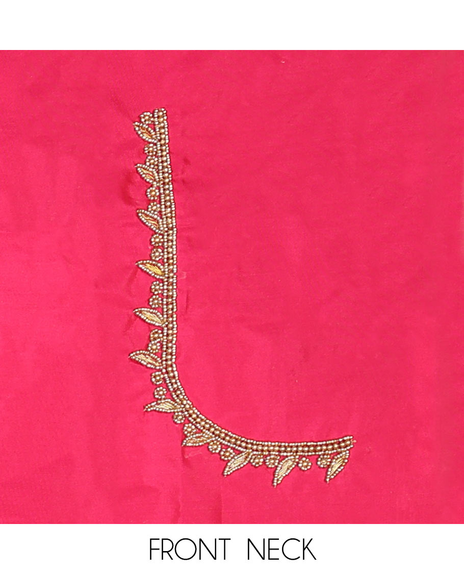 Pink peacock aari embroidered material blouse