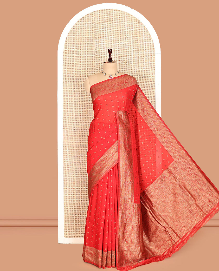 Red Fancy Crepe Saree