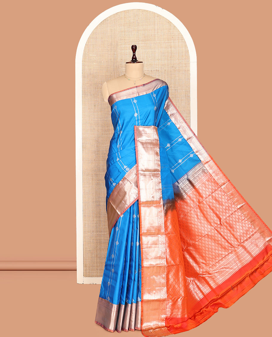 Blue Zari Butta Gift Saree