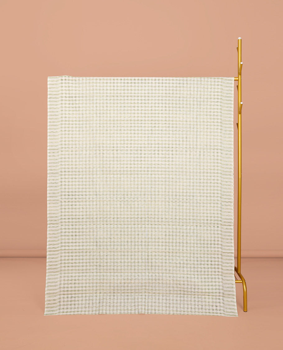 Borderless Pale Yellow Checked Chirala Cotton Saree, a Self-Pallu, and a Matching Blouse