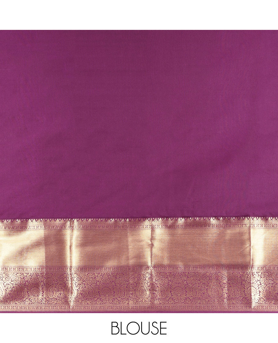 Pink Budget Silk Saree Featuring Zari Buttas, Complemented by Contrast Traditional Border, Grand Pallu, and a Contrast Blouse