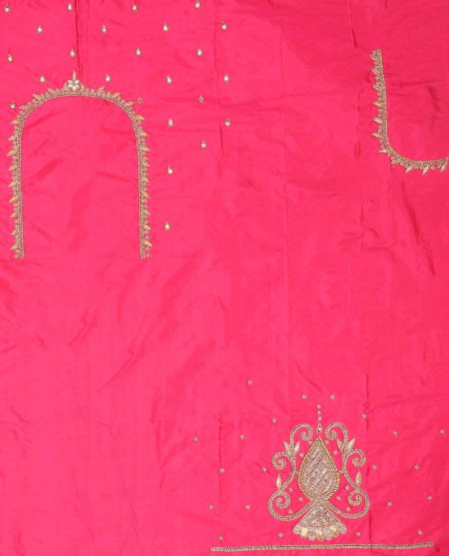 Pink peacock aari embroidered material blouse