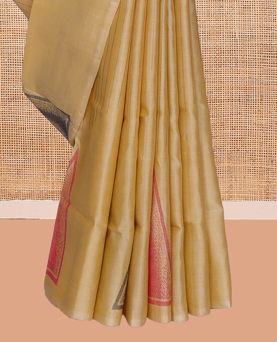 Borderless Sandal Mayuri Lite Silk Mix Saree