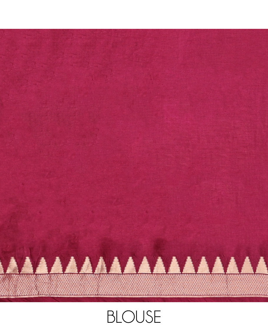 Purple Paithani Floral Motifs Dola Silk Saree, Temple Border, Matching Blouse