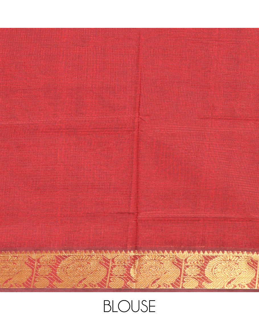 Grey Striped Poly Cotton Saree