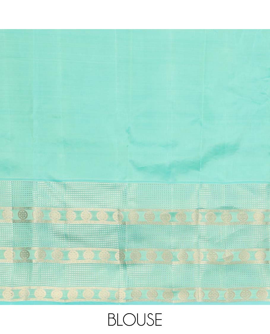Green striped leaf design vasundhara elite silk saree with self zari design border & leaf zari design pallu