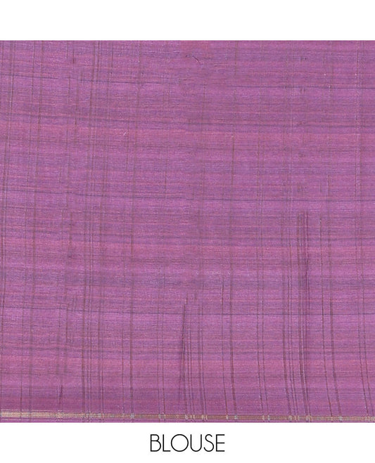 Borderless cream floral design, thread embroidery kamala silk saree with contrast plain blouse