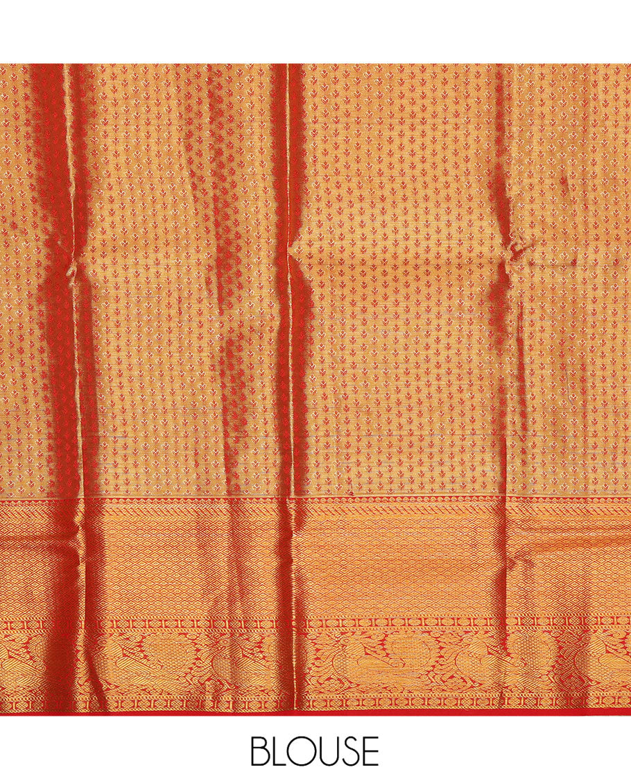 Cream Pure Silk Navarathna Pavadai Material Set
