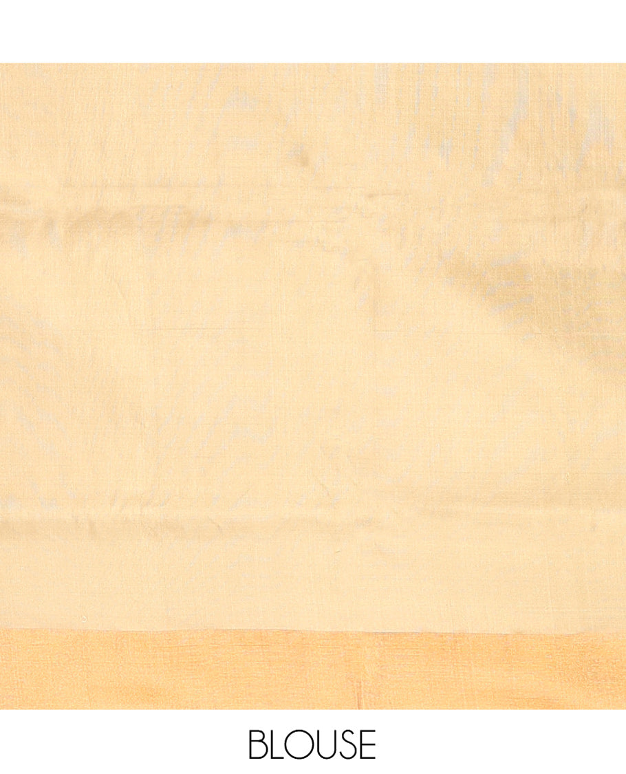 Gold Uppada Silk Saree, Beautified with Floral Zari Buttas, Highlighted by a Zari Bavanji Border, Pallu of Floral Buttas and Matching Blouse