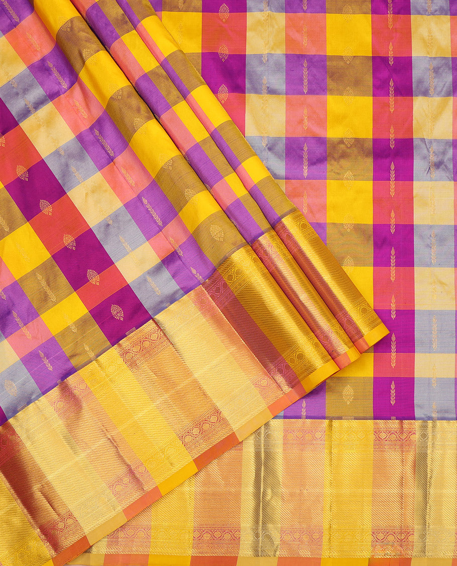 Multi-Color Pure Silk Navarathna Pavadai Material Set