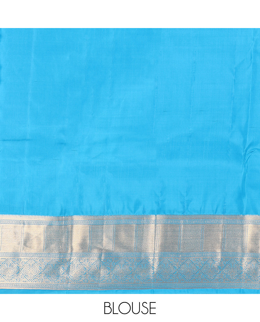 Blue Vasundhara Lite Silk Mix Saree, Elevated with Zari Buttas, Highlighted by Traditional Zari Border, Pallu of Neli Designs, and a Matching Blouse