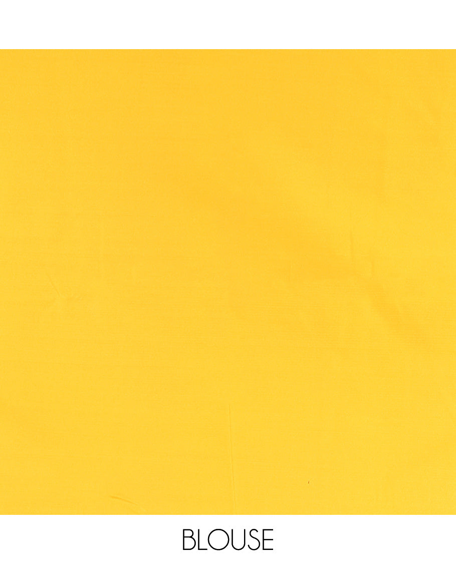 Borderless Peacock Chakram Yellow Budget Silk Saree